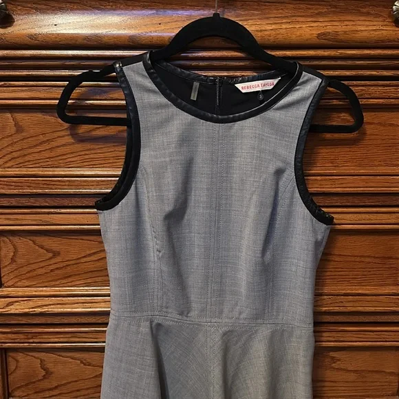 Rebecca Taylor Fit and Flare with Leather Trim Dress